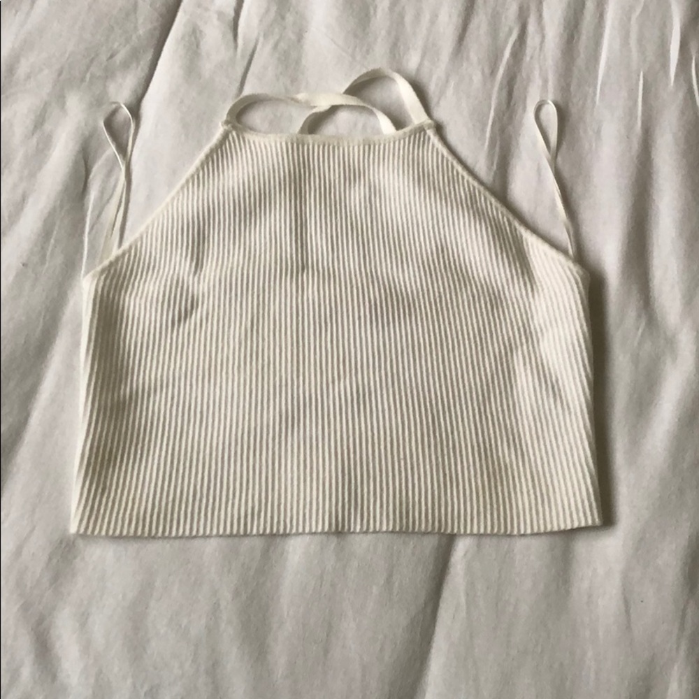 Ribbed knot white halter